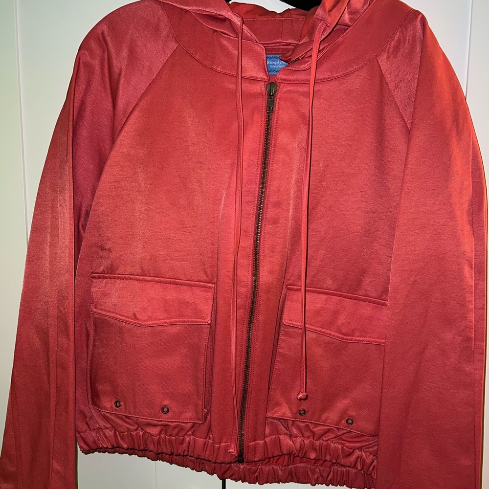 Simply Vera Vera Wang Coral Peach Full Zip Jacket with Hood and Pockets